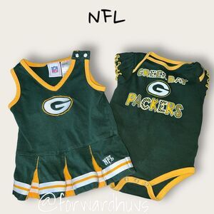 Green Bay Packers Baby Girl Dress and 1pc Size 6-9 months